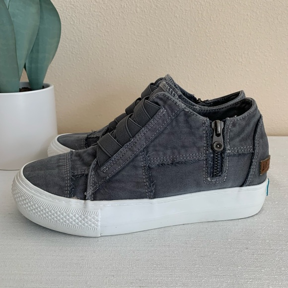Blowfish Malibu Mamba Gray Washed Canvas Platform Sneakers Woman’s 8.5 - Picture 2 of 14